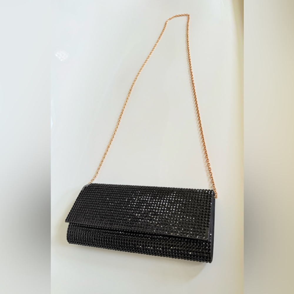 ALDO Black studded clutch with chain